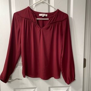 Burgundy long sleeve top. LOFT